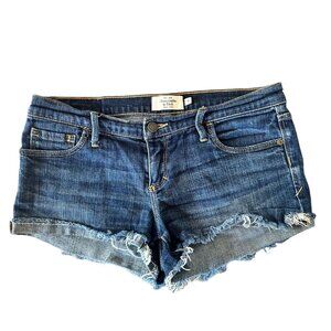 Abercrombie & Fitch Medium Wash Frayed Hem Stretch Shorts 6